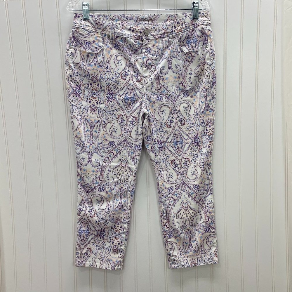 Chico's Womens Slim Leg Crop Floral Print Size 10 P